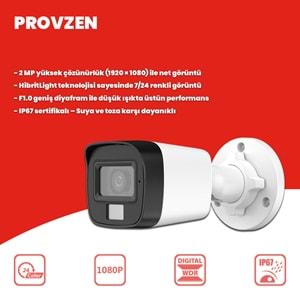 Provzen Hikvision 5 Kamera Hibrit ColorVu Full HD Güvenlik Kamera Olay Anında bildirim
