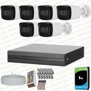 Provzen Dahua 6 Kameralı Full HD 40 Metre Gece Görüşlü Güvenlik Kamerası