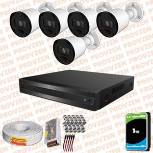Provzen Rivo 5 Kameralı Geniş Açı Gece Görüşlü Güvenlik Kamerası