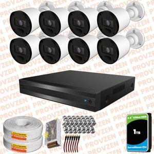 Provzen Rivo 8 Kameralı Geniş Açı Gece Görüşlü Güvenlik Kamerası
