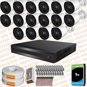 Provzen Rivo 16 Kameralı Geniş Açı Gece Görüşlü Güvenlik Kamerası