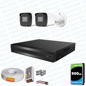 Provzen Hikvision RV 2 Kameralı Full HD Geniş Açı Güvenlik Kamerası 500GB