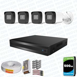 Provzen Hikvision RV 4 Kameralı Full HD Geniş Açı Güvenlik Kamerası 500GB