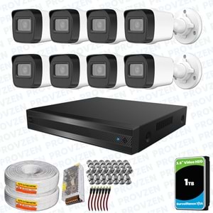 Provzen Hikvision RV 8 Kameralı Full HD Geniş Açı Güvenlik Kamerası 1TB