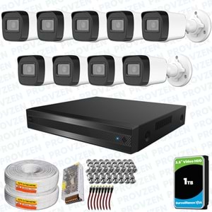 Provzen Hikvision RV 9 Kameralı Full HD Geniş Açı Güvenlik Kamerası 1TB