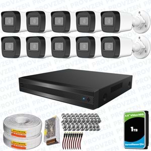 Provzen Hikvision RV 10 Kameralı Full HD Geniş Açı Güvenlik Kamerası 1TB