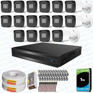 Provzen Hikvision RV 16 Kameralı Full HD Geniş Açı Güvenlik Kamerası 1TB