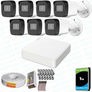 Provzen Hikvision 7 Kameralı Full HD Geniş Açı Güvenlik Kamerası 1TB Olay Anında bildirim