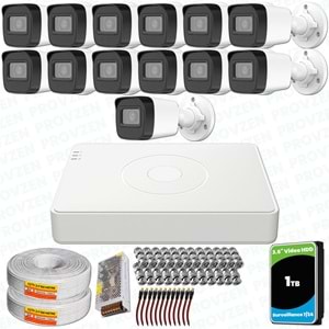 Provzen Hikvision 13 Kameralı Full HD Geniş Açı Güvenlik Kamerası 1TB Olay Anında bildirim