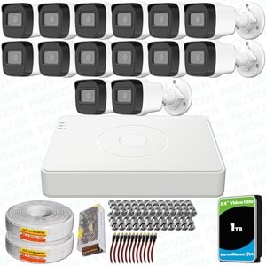 Provzen Hikvision 14 Kameralı Full HD Geniş Açı Güvenlik Kamerası 1TB Olay Anında bildirim