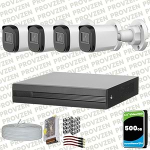 Provzen Dahua Full HD 4 Kameralı Güvenlik Kamerası + 500GB HDD