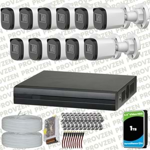 Provzen Dahua Full HD 11 Kameralı Güvenlik Kamerası + 1TB HDD