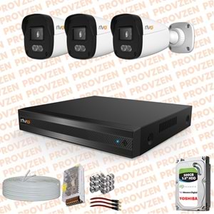 Provzen Rivo 3 Kameralı Full HD ColorVu & Ses Kayıtlı Güvenlik Kamerası