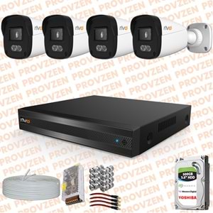 Provzen Rivo 4 Kameralı Full HD ColorVu & Ses Kayıtlı Güvenlik Kamerası