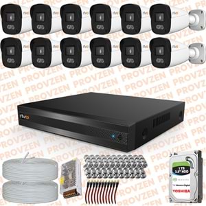 Provzen Rivo 12 Kameralı Full HD ColorVu & Ses Kayıtlı Güvenlik Kamerası