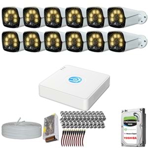Provzen 12 Kameralı 5MP Lensli 1080P FullHD Gece Görüş Renkli Set