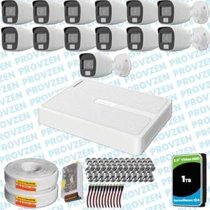 Provzen HiLook 13 Kameralı Full HD ColorVu Mikrofonlu Güvenlik Kamerası Olay Anında bildirim