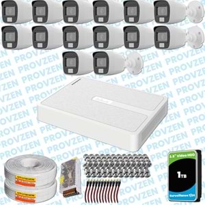 Provzen HiLook 14 Kameralı Full HD ColorVu Mikrofonlu Güvenlik Kamerası Olay Anında bildirim
