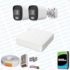 Provzen UNV Full HD 2 Kamera Renkli Gece Görüş Mikrofonlu Olay Anında bildirim