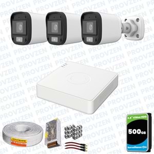 Provzen UNV Full HD 3 Kamera Renkli Gece Görüş Mikrofonlu Olay Anında bildirim