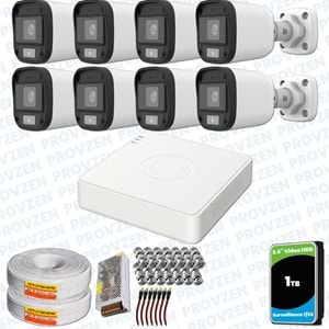 Provzen UNV Full HD 8 Kamera Renkli Gece Görüş Mikrofonlu Olay Anında bildirim