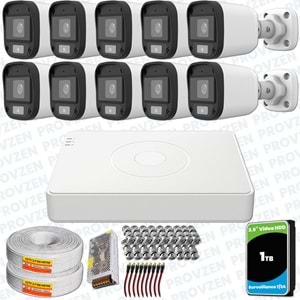 Provzen UNV Full HD 10 Kamera Renkli Gece Görüş Mikrofonlu Olay Anında bildirim