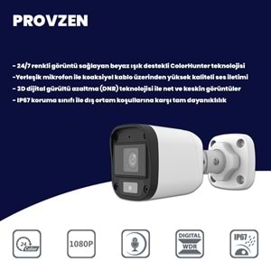 Provzen UNV Full HD 14 Kamera Renkli Gece Görüş Mikrofonlu Olay Anında bildirim