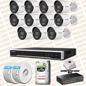 Provzen Hikvision 11 IP Kamera 7/24 Renkli Mikrofonlu Güvenlik Kamerası Olay Anında bildirim