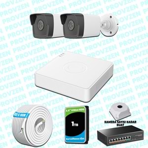 Provzen Hikvision 2 IP Kameralı 4MP 1440P Mikrofonlu Güvenlik Kamerası