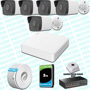 Provzen Hikvision 5 IP Kameralı 4MP 1440P Mikrofonlu Güvenlik Kamerası