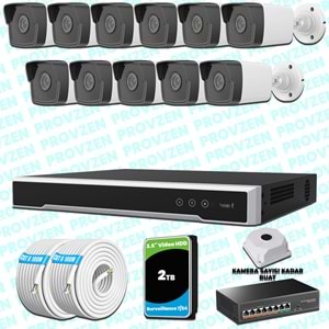 Provzen Hikvision 11 IP Kameralı 4MP 1440P Mikrofonlu Güvenlik Kamerası