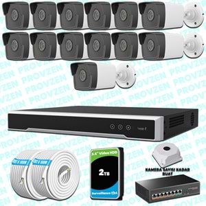 Provzen Hikvision 13 IP Kameralı 4MP 1440P Mikrofonlu Güvenlik Kamerası