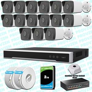 Provzen Hikvision 15 IP Kameralı 4MP 1440P Mikrofonlu Güvenlik Kamerası