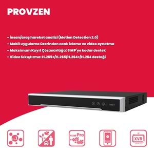 Provzen Hikvision 16 IP 4MP Hibrit ColorVu Güvenlik Kamerası Seti Olay Anında bildirim