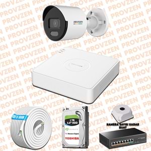 Provzen Hikvision 1 IP 4MP ColorVu Mikrofonlu Güvenlik Kamerası Olay Anında bildirim