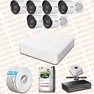 Provzen Hikvision 6 IP 4MP ColorVu Mikrofonlu Güvenlik Kamerası Olay Anında bildirim