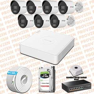 Provzen Hikvision 7 IP 4MP ColorVu Mikrofonlu Güvenlik Kamerası Olay Anında bildirim