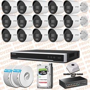 Provzen Hikvision 15 IP 4MP ColorVu Mikrofonlu Güvenlik Kamerası Olay Anında bildirim