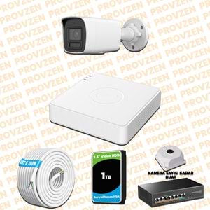 Provzen Hikvision 1 Kameralı 4MP IP Hibrit ColorVu Güvenlik Kamerası Mikrofonlu Olay Anında bildirim