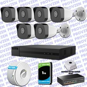 Provzen HiLook 6 IP Kameralı Full HD 1080p Güvenlik Kamerası Seti