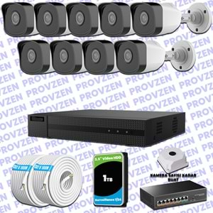 Provzen HiLook 9 IP Kameralı Full HD 1080p Güvenlik Kamerası Seti