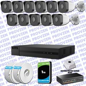 Provzen HiLook 11 IP Kameralı Full HD 1080p Güvenlik Kamerası Seti