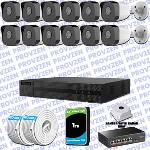 Provzen HiLook 12 IP Kameralı Full HD 1080p Güvenlik Kamerası Seti