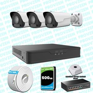 Provzen UNV 3 Kameralı IP Full HD Güvenlik Kamerası Seti