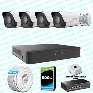 Provzen UNV 4 Kameralı IP Full HD Güvenlik Kamerası Seti