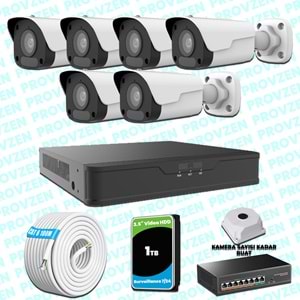 Provzen UNV 5 Kameralı IP Full HD Güvenlik Kamerası Seti
