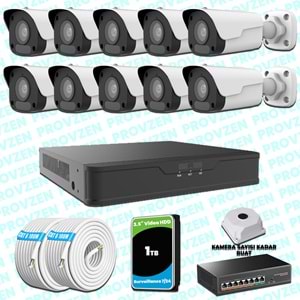 Provzen UNV 10 Kameralı IP Full HD Güvenlik Kamerası Seti