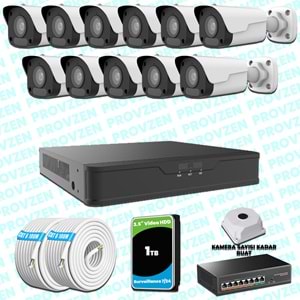 Provzen UNV 11 Kameralı IP Full HD Güvenlik Kamerası Seti