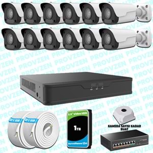 Provzen UNV 12 Kameralı IP Full HD Güvenlik Kamerası Seti