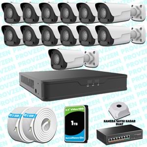 Provzen UNV 13 Kameralı IP Full HD Güvenlik Kamerası Seti